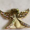 Liz Claiborne  Angel White Enamel Rhinestone Jewels Silver& Gold Tone Pin/Brooch Photo 1