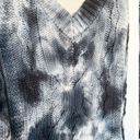 Pilcro  Anthropologie Black Dyed Cable Knit V Neck Sweater Cotton Size Small Photo 3