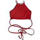 Lovers + Friends  Small Red Tank Top Wrap Tie Waist Soft High Neck Photo 0