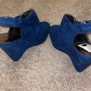 Carlos Santana Carlos by  blue wedge block heels ruched size9 Photo 8