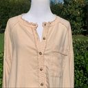 We The Free  People Peachy Linen Blend Oversized Button Front Raw Edge Shirt XS Photo 9