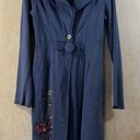 HARD Tail Forever 100% Cotton Embroidered Long Line Trench Coat Jacket Blue M Size M Photo 6