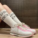 Brunswick Y2K White Bubblegum Pink Quilted Lace Up Casual Bowler Oxford Sneakers Photo 0