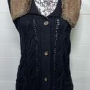 J.Jill  Sweater Vest Womens XL Faux Fur Collar Cable Knit Button Front Y2K Preppy Photo 0