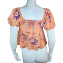 Abound NWOT  Womens XS Coral Floral Print V-Neck Puff Sleeve Peplum Blouse Photo 5