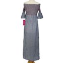 Trina Turk  Chambray Smocked Off The Shoulder High Slit Lightweight Dress Sz S Photo 8