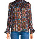 Elan  Brown Geo Foil Bell Sleeve Blouse Size Small NWT Photo 0