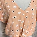 Sim & Sam  Peach Floral Daisy Print Tie Front Crop Top Size Small Photo 5