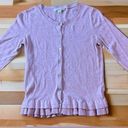 Banana Republic  Cardigan Sweater XS Purpleish  Button Up Frill Bottom Silk Blend Photo 0