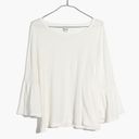 Madewell  Flare Sleeve Tee White Cotton Size XS Basic Casual Textured Cotton Knit Photo 3