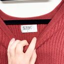 SEEK the Label  Women Red Oversized Distressed Sweater Size Small Photo 1