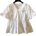 Kate Spade  Broome Street White Peplum Top sz xs cotton ruffle babydoll Photo 0