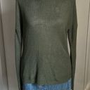 Full Tilt  Army Green Crewneck Ling Skeeve Sweater with Low Cut Out Back Photo 0