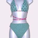 PINK - Victoria's Secret Victoria’s Secret Pink Reversible Bikini Set Polka Dot Hot Pink Tiffany Blue Photo 1