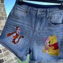 Disney embroidered Winnie the Pooh denim high waist shorts Photo 2