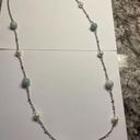 Talbots Signed  Faux Pearl / Blue Silver Tone Bead Statement Costume Necklace Photo 3