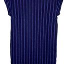 Tahari  Linen Striped Mini Dress Navy Blue Short Sleeve Shift Minidress, size XS Photo 0