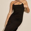 RUNAWAY THE LABEL  Aston Midi Dress Size Small Black w/ Side Slit NWT Photo 0