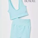 Free People NEW Set!  Movement XS/S Happiness Runs Scoop Neck Sport Bra Aqua Blue Photo 1