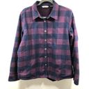 Orvis  Fleece Lined Flannel Jacket Women's Size XL Purple & Navy Plaid Shacket Photo 0