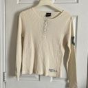 HARLEY DAVIDSON Cream Waffle Knit Size Large Long Sleeved Shirt Blue Photo 0