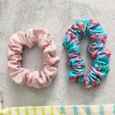 Lele Sadoughi  x Solid & Striped Set of 2 Scrunchies Pink Zebra & Blue Floral NEW Photo 0