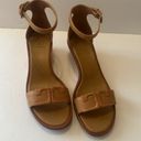 Tory Burch  Marcia WEDGW NEUTRAL TAN LEATHER Ankle Strap Small Wedge 7.5 M EUC Photo 4