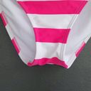 Malibu Pink White Stripped Black Tie Sides Bikini Swim Bottoms L Size L Photo 3