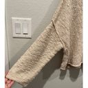 Free People Beige Turtleneck Oversized Knit Sweater Photo 3