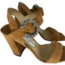 Jimmy Choo  Maysa 85 Leather Mules in Caramel Crystal Photo 8