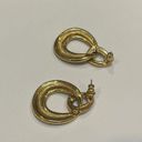 Monet Vintage Signed  Earrings Pierced Gold Tone / Black Enamel Dangle Photo 3