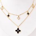 Black And White Clovers Gold Layered Necklace Photo 3