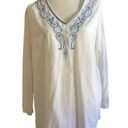 Fashion Bug Vintage  Blouse White Peasant Long Sleeve V-neck Embroidered Women Photo 15