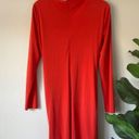 ZARA  Orange Long Sleeve Ruched Dress Solid Zipper Back Zip Up Lined Polyester L Photo 1