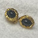 Edge KJL for Avon Vintage Earrings Clip on Gold Tone Black Cabochon Twisted  Photo 14