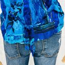 American Vintage Cascais of California (L)  Y2K Womens Blue Floral Blouse Top Photo 6