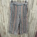 Madewell  Side Button Huston Linen Blend Wide Leg Crop Pants in Rainbow Stripe Photo 2