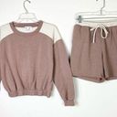 Oli & Viv Tan & Beige Sweatshirt & Shorts Loungewear Set Size M Brown Size M Photo 0