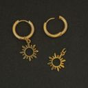 Gold Sun Dangle Drop Earrings Photo 3