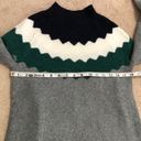 Talbots  Petite Mock Neck Pullover Argyle Fair Isle Chevron Gray Sweater Size P Photo 6