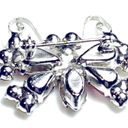 Ruby Designer B David BUTTERFLY BROOCH PIN  Red Clear Crystal Rhinestone Silver Photo 1