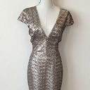 Dress the Population  Zoe Sequined Dress V-Neck Mini Party Dress Cap Sleeve Small Photo 0