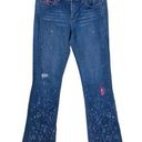 DKNY  Embroidered Paint Splash Denim Flare Jeans 5 Photo 0