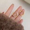 18K Gold Plated Twisted Gold Hoop Earrings for Women Photo 2