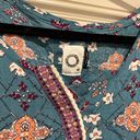 Akemi + Kin  Anthropologie Teal Green Boho Embroidered Blouse Shirt Top S Photo 2