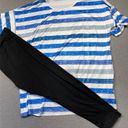 SheIn Women  Blue & White Striped T-Shirt and black pants 3XL Photo 1