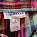 Vintage Suburbans 80s Pink & Green Madras Plaid Deadstock Long Shorts Size 6 Photo 4