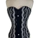 Frederick's of Hollywood  black bustier, womens 34/med black white lace corset top Photo 0