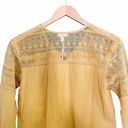 Garnet Hill NWT  Top Organic Cotton Lace Trim Peasant Blouse Yellow Womens Size 2 Photo 2