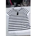 kim rogers  Women's Short Sleeve Striped Sweater Black & White Size S NWT Photo 1